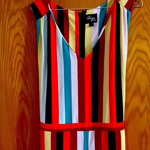 Stylish sleeveless multicolor romper. Great for summer outings or casual wear.